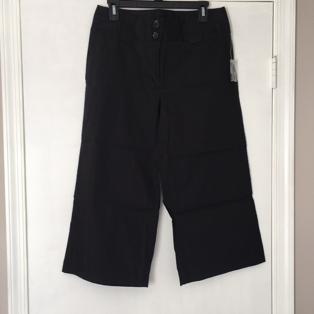 Black Wide Leg Cropped Pants